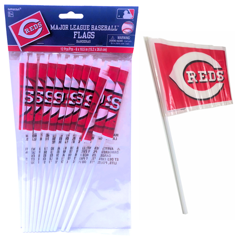 cincinnati reds mini plastic flag 12 pieces