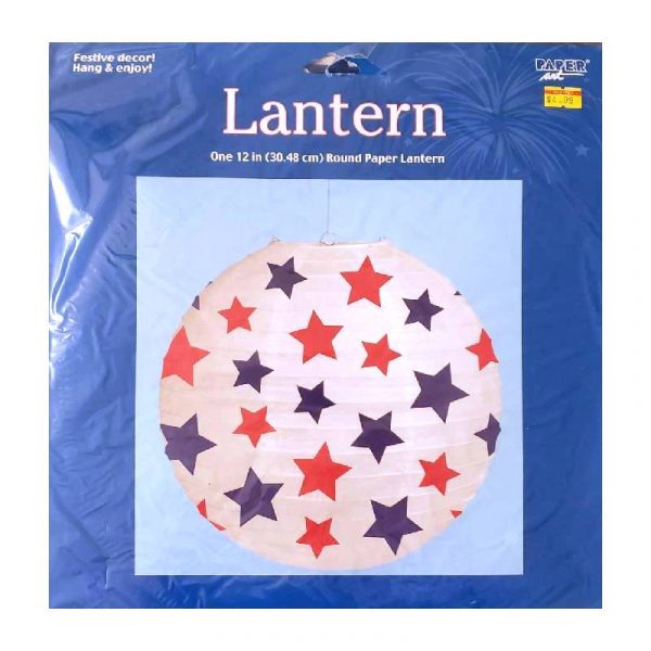 Red and Blue Stars Round Paper Lantern