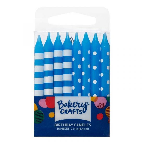 Blue Stripes and Dots Candles