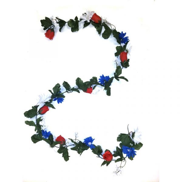 6' Red White and Blue Flower Garland