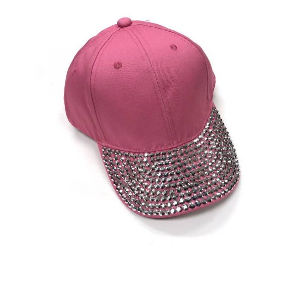Pink Deluxe Rhinestone Brim Ball Cap