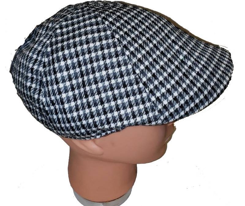 Black/White Ivy Check Fabric Newsboy Hat