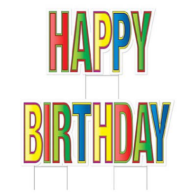 Plastic Jumbo Happy Birthday Yard Sign Set