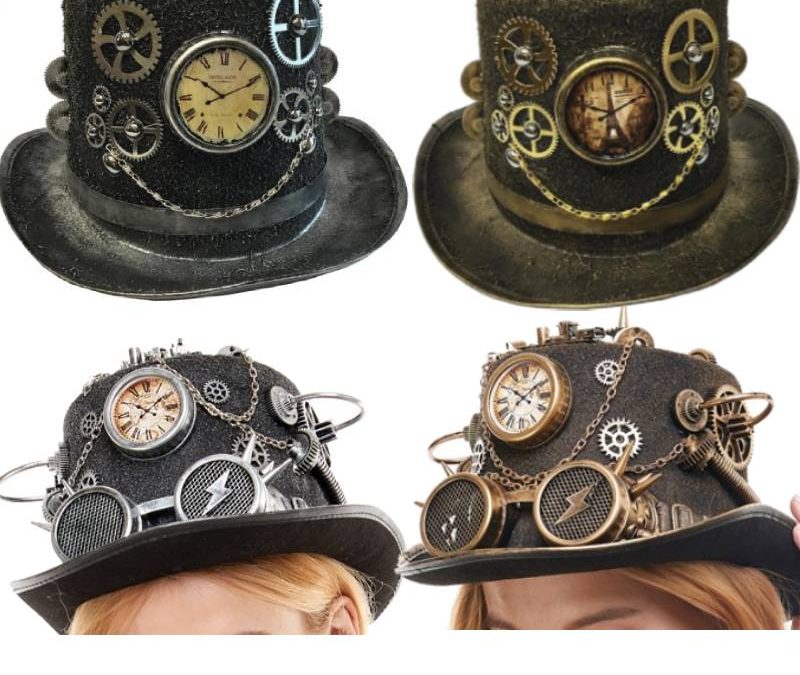 Deluxe Trimmed Felt Steampunk Top Hat 3 Styles