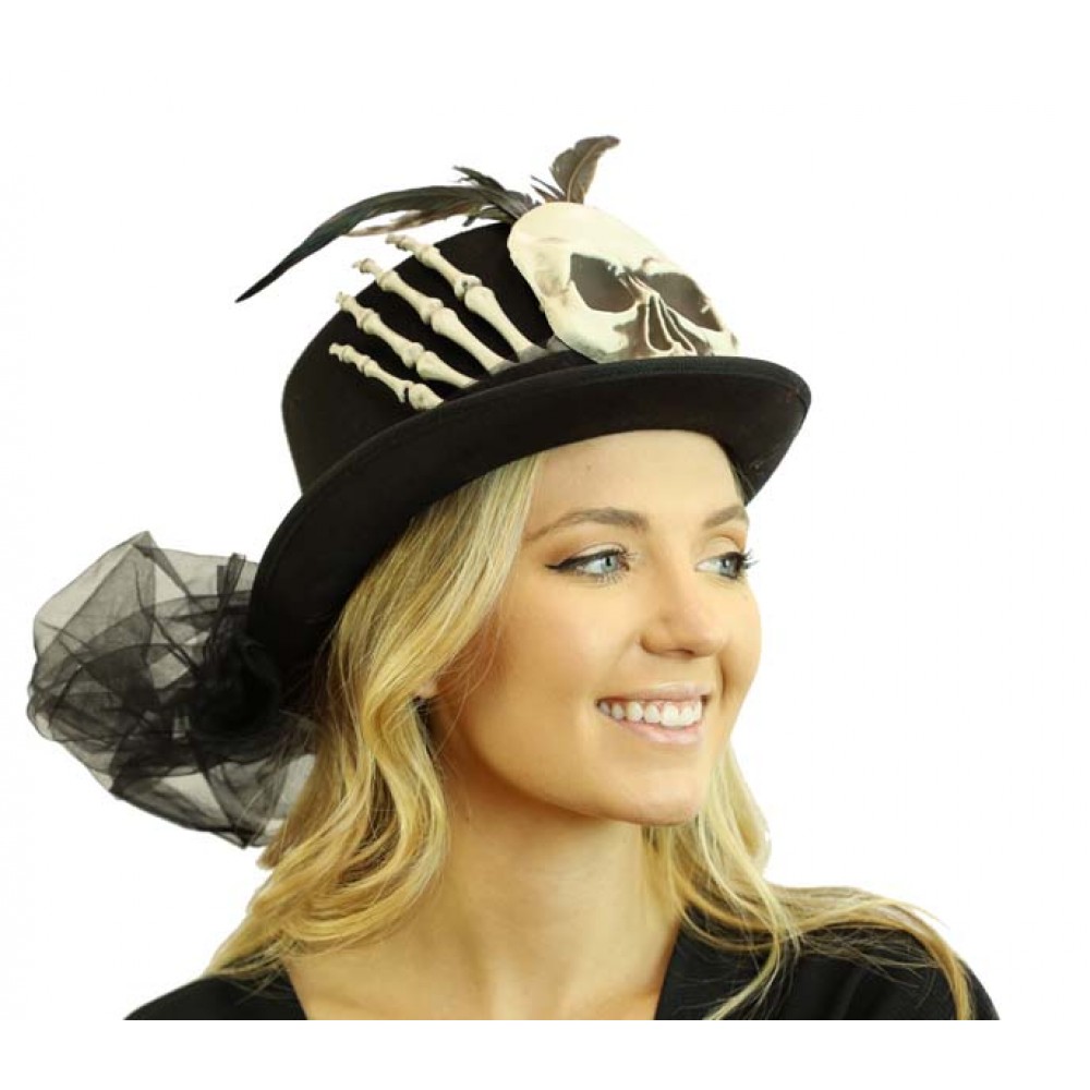Gray Feather Printed Fabric Voodoo Tall Hat - Cappel's
