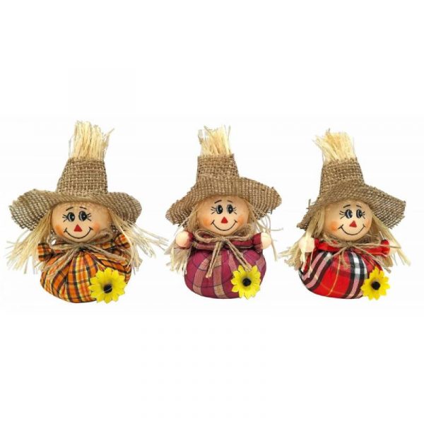 6" tall scarecrow with round body