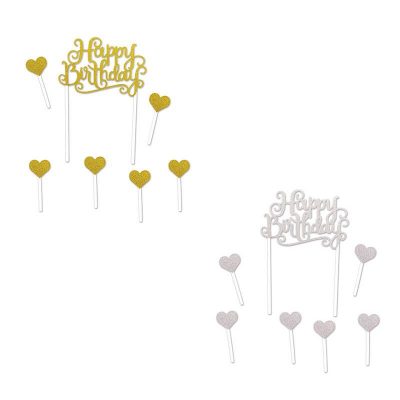 Happy Birthday Cake Topper Gold or Silver