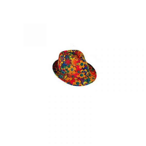 60s Hippie Fedora with Flowers and Peace Signs