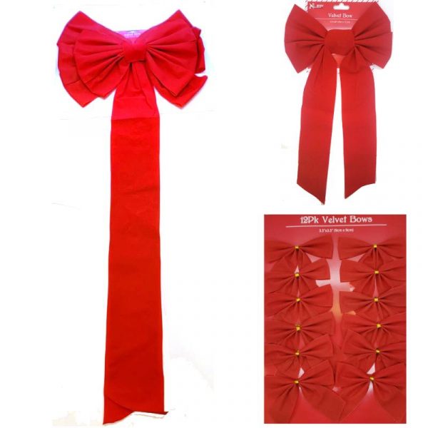 Red Velvet Ribbon Bows Asst Sizes