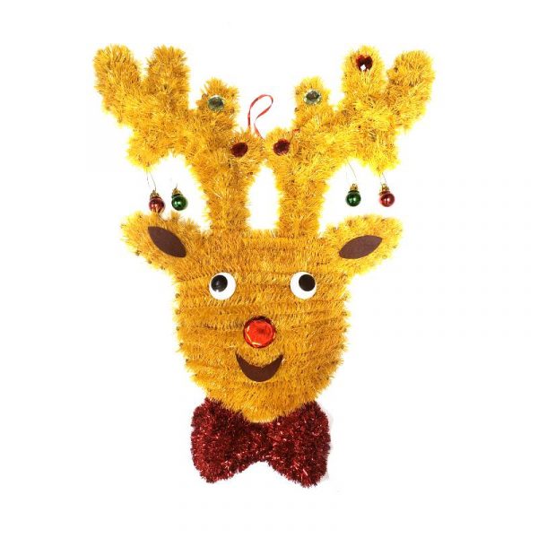 22" Tinsel Reindeer Head w Ornaments