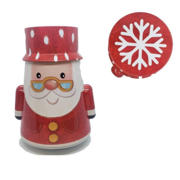 7" Rocking Metal Santa and Snowman Tin