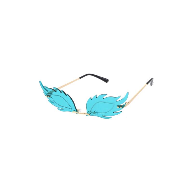 Rimless Eyes w Flames Sunglasses blue