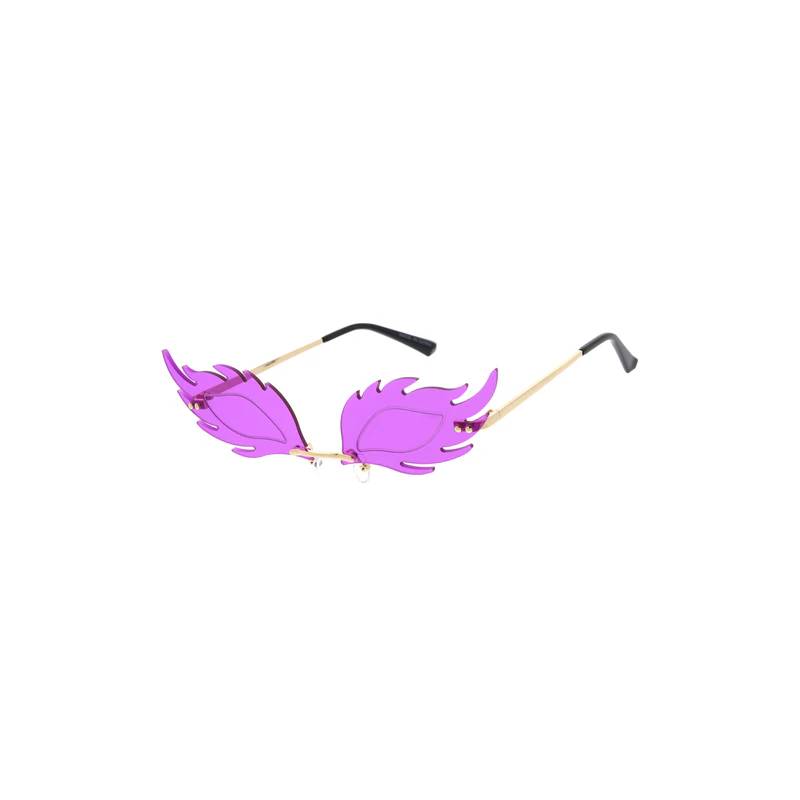 Rimless Eyes w Flames Sunglasses purple