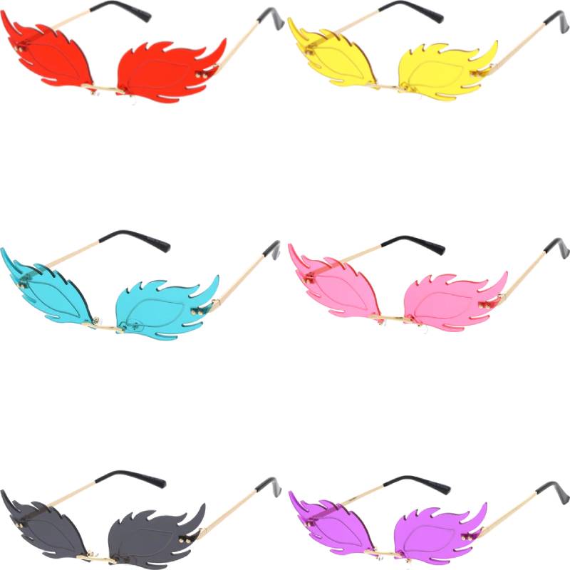 Rimless Eyes w Flames Sunglasses