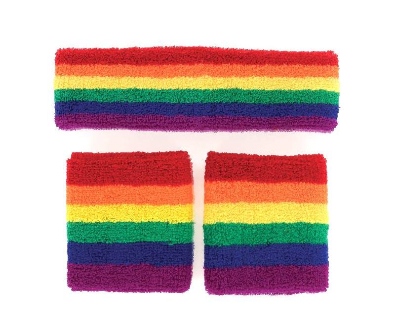 Rainbow Elastic Headband Wristband Set