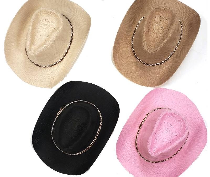 Woven Western Cowboy Hat w Cord and Band Adult or Child