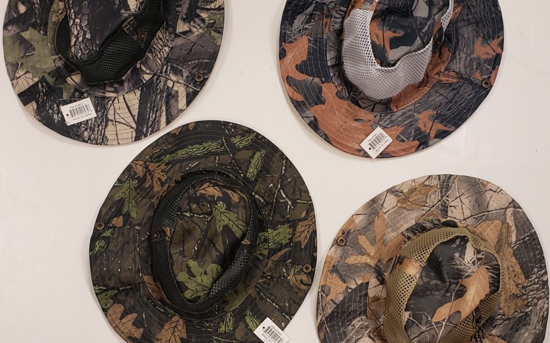 Fabric Mesh Leaf Camo Safari Hat w Snaps