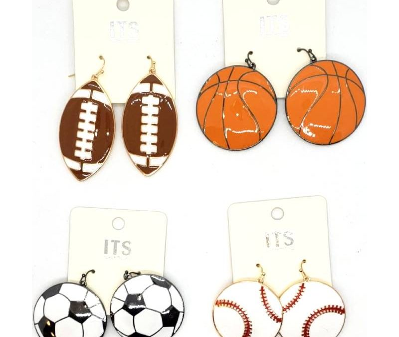 Sports Enamel Earrings Baseball Basketball Football Soccer
