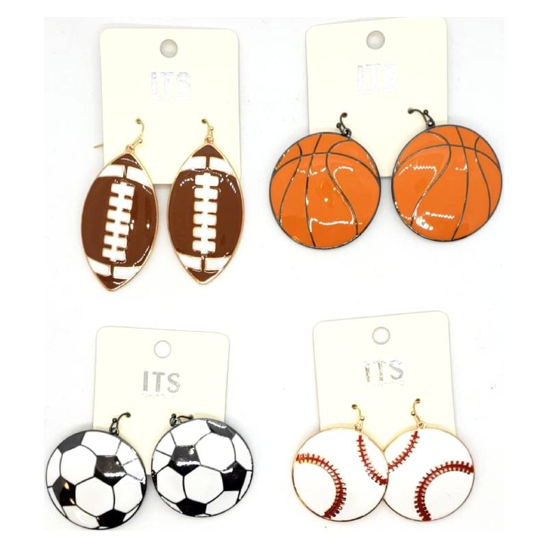 Sports Enamel Earrings Baseball Basketball Football Soccer - Cappel's