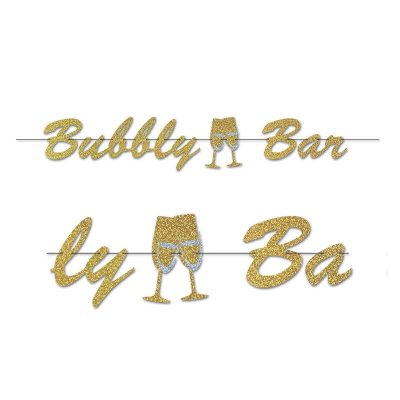 Bubbly Bar Streamer Gold Glitter