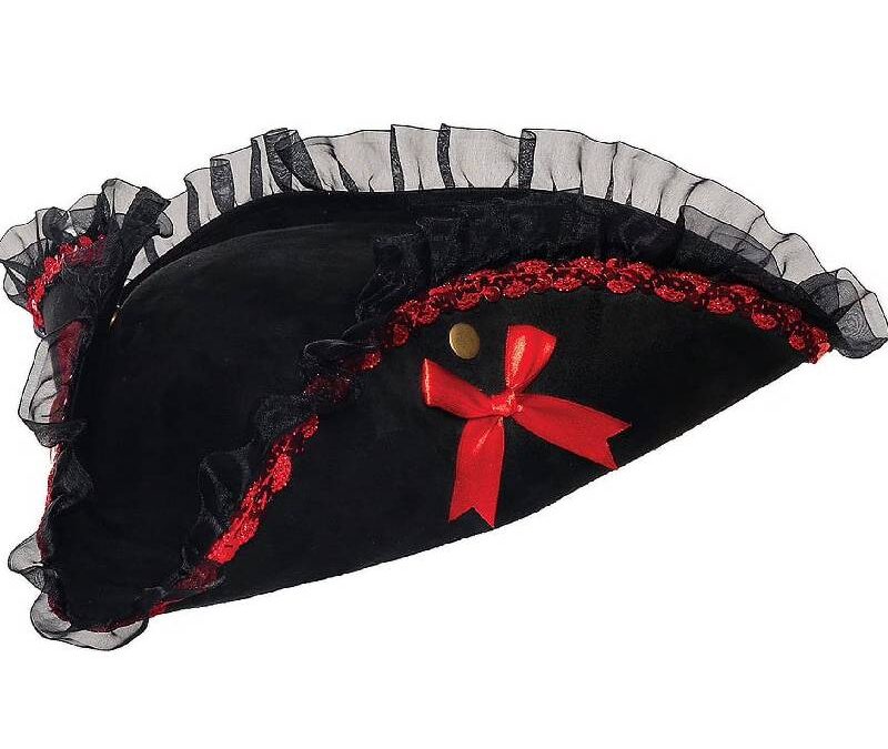 Trimmed Velvet Fabric Ladies Pirate Hat