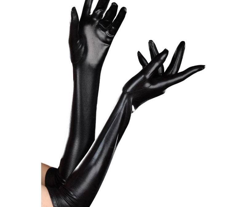 Vinyl-Look Fabric Long Dominique Gloves