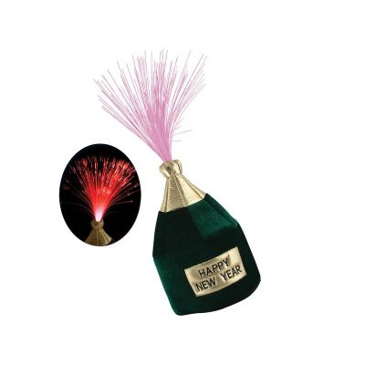 Light-Up Happy New Year Bottle Head Hat