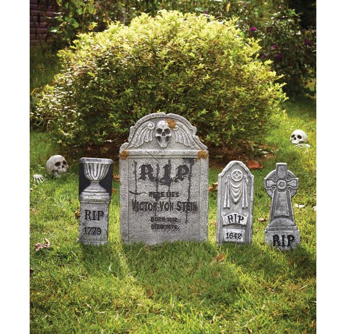Rest In Peace Skeleton Tombstone Set