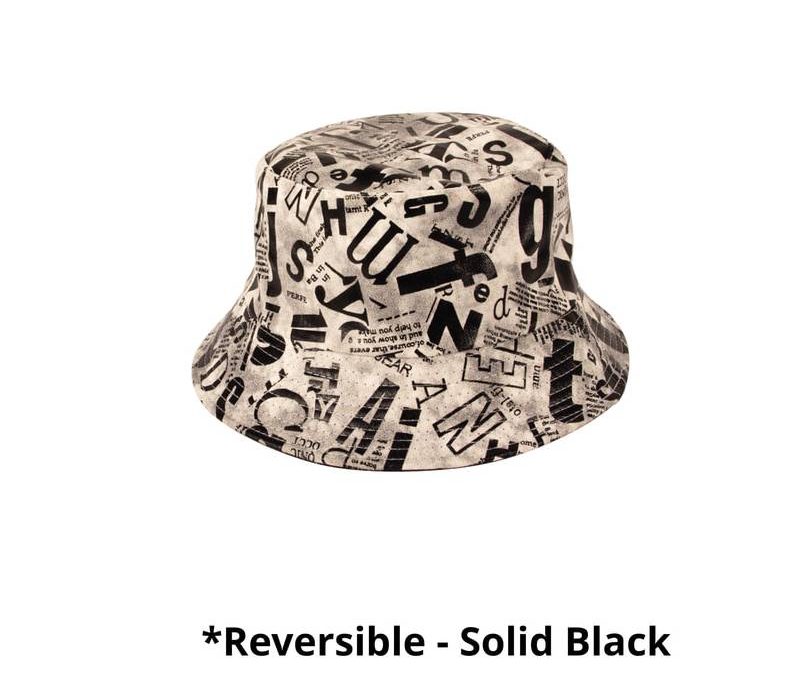 Newspaper Print Fabric Bucket Hat