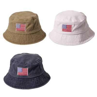 Cotton Fabric Bucket Hat U.S. Flag Patch