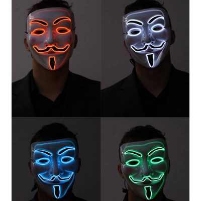 Neon Light-Up V for Vendetta Masks Adult Teen Size