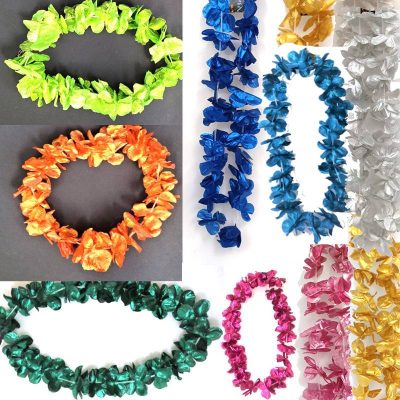 Deluxe Tropical Flower Petal Leis- Asst Metallic Colors