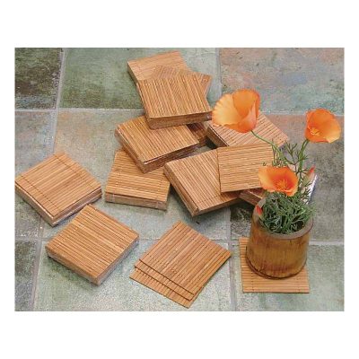 4" Natural Flat Bamboo Woven Coasters