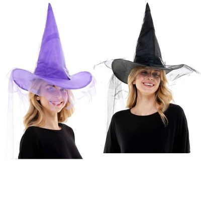 Costume Fabric Witch Hat w Netting