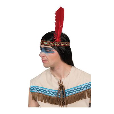 Costume Single Feather Native American Headband on Model
