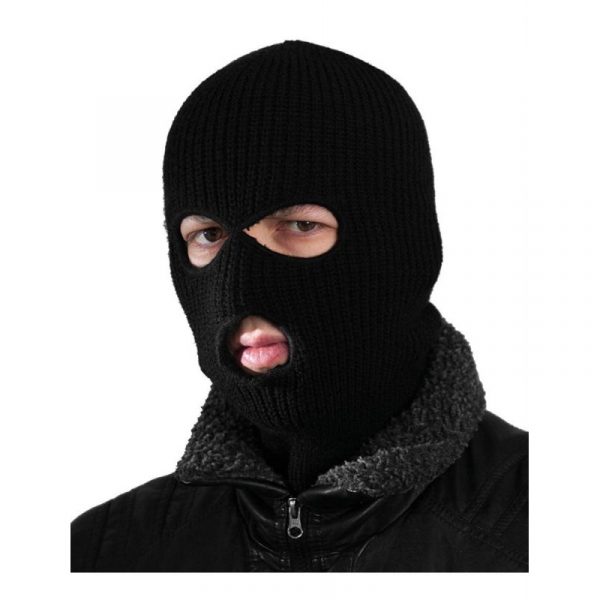Black Costume Knit Fabric Ski Mask