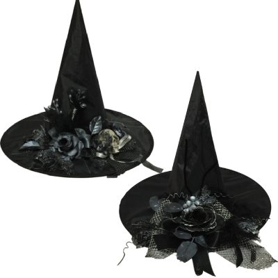Decorated Black Fabric Witch Hat