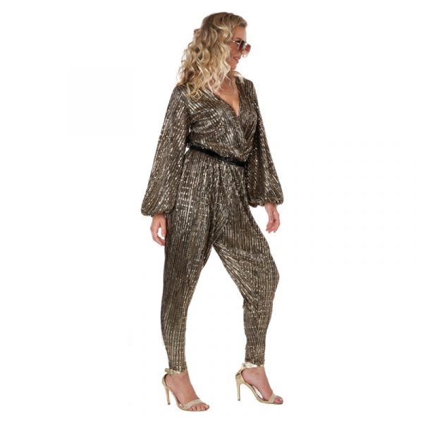 Disco Queen Gold Jumpsuit Side View