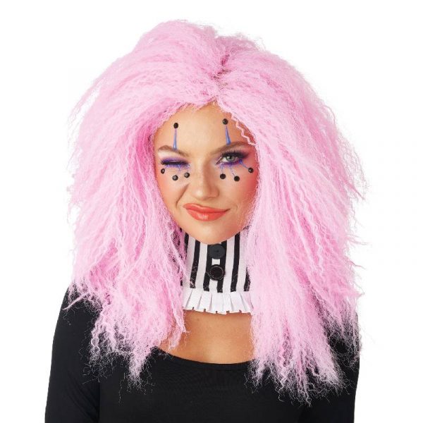 Pink Crimped and Kooky Wig