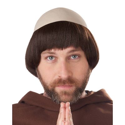 Monk Friar Wig w Bald Cap