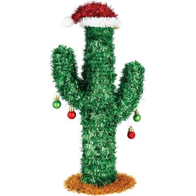 16" Tinsel Christmas Cactus w Ornaments