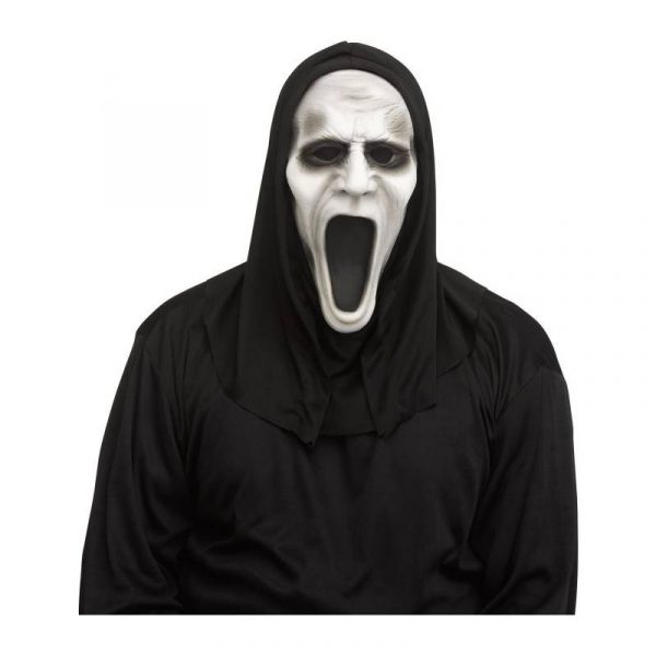 Costume Silent Screamer Mask w Black Hood