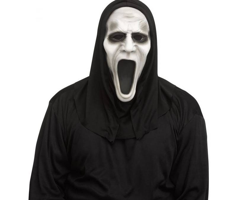 Costume Silent Screamer Mask w Black Hood