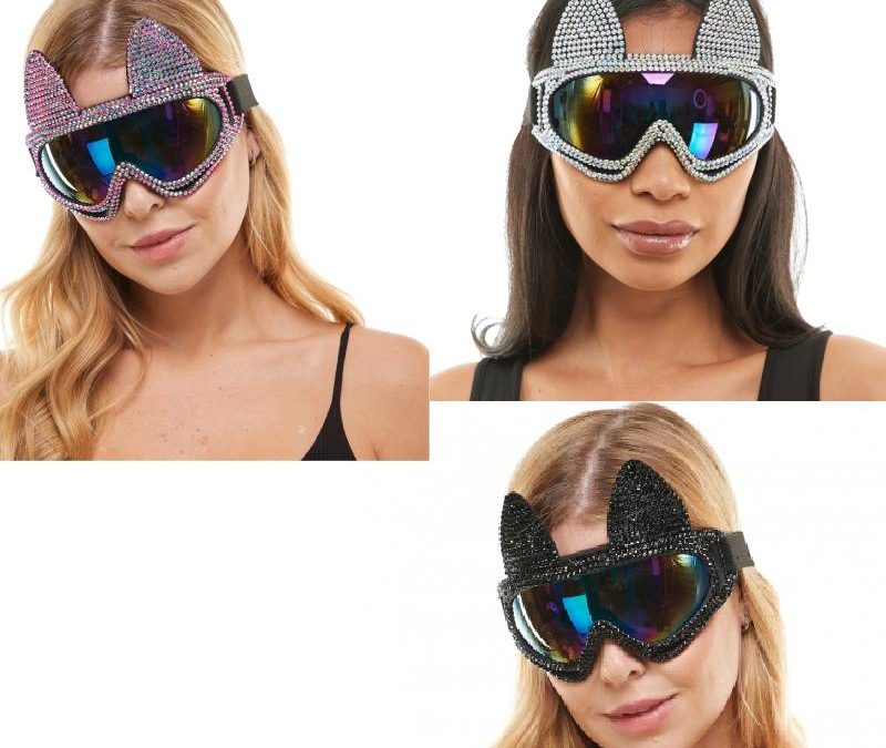 Costume Rhinestone Cat Ear Goggles