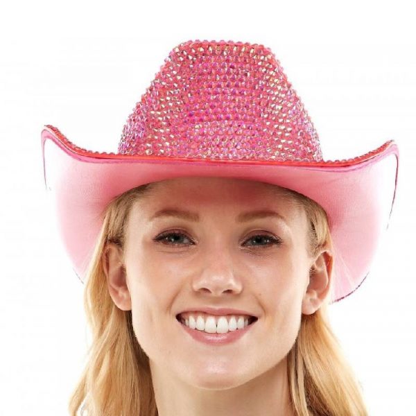 Pink Deluxe Fabric Rhinestone Western Hat