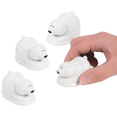2" White Plastic Pull-Back Polar Bear