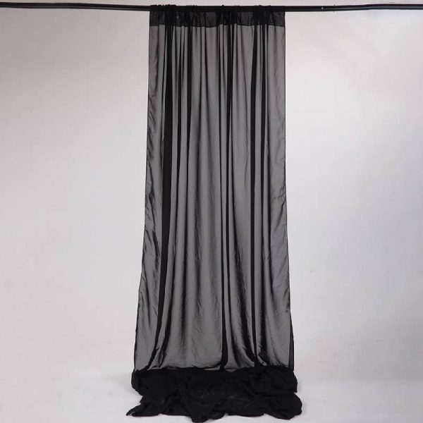 Chiffon Fabric Backdrop Curtain - Black