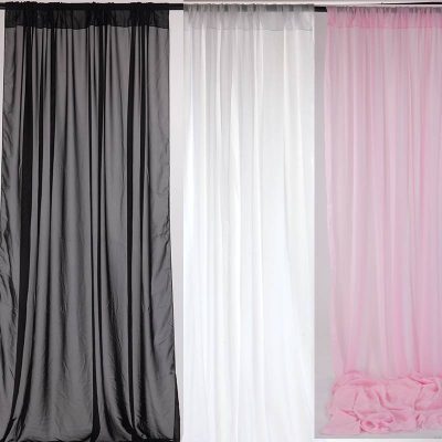 Chiffon Fabric Backdrop Curtain - Black, Pink, or White