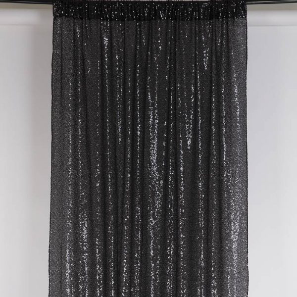 Sequin Fabric Backdrop Curtain - Black
