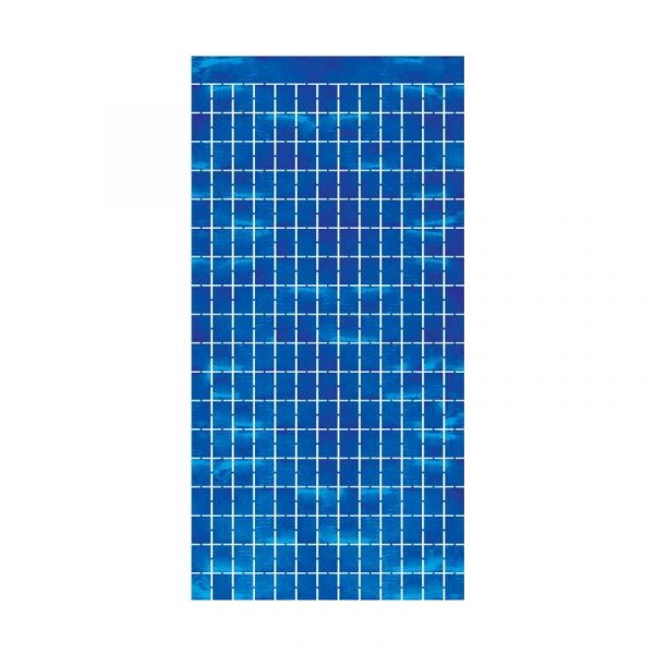 Blue Metallic Squares Door Curtain